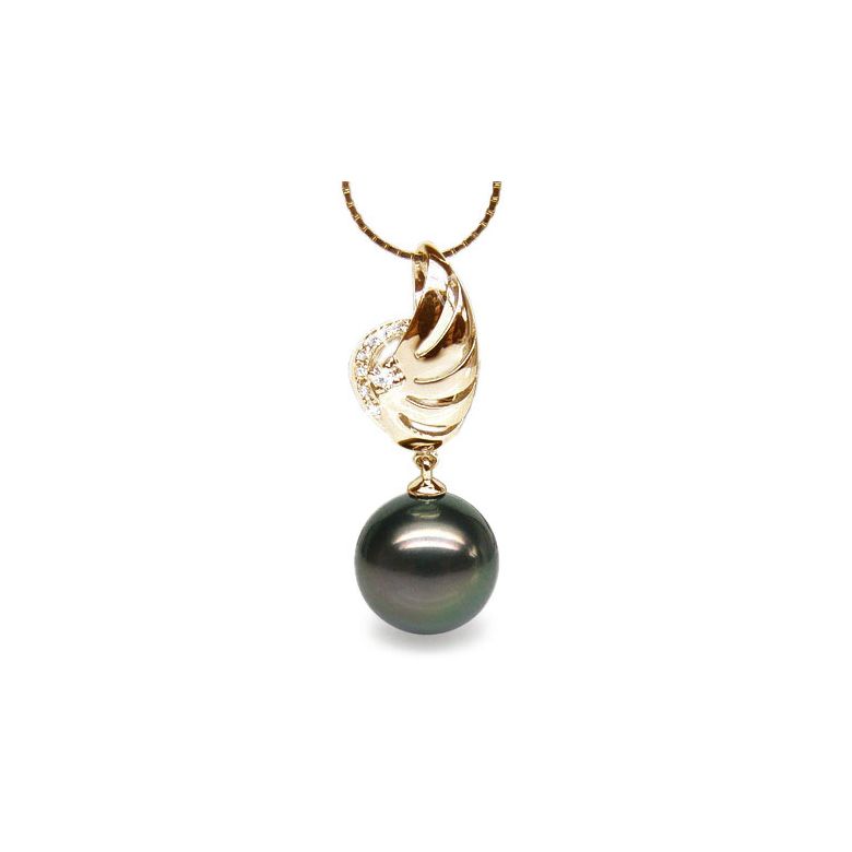 Pendentif symbole liberté - Pendentif aile perle de Tahiti - Or jaune, diamants - 1