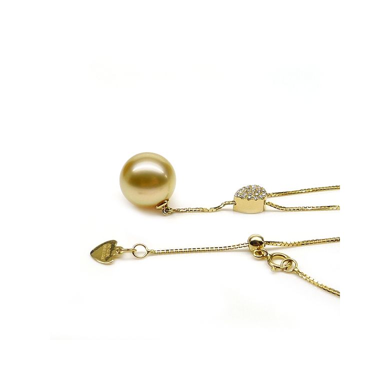 Pendentif bélière d'inspiration romaine - Perle d'Australie, or jaune - 7