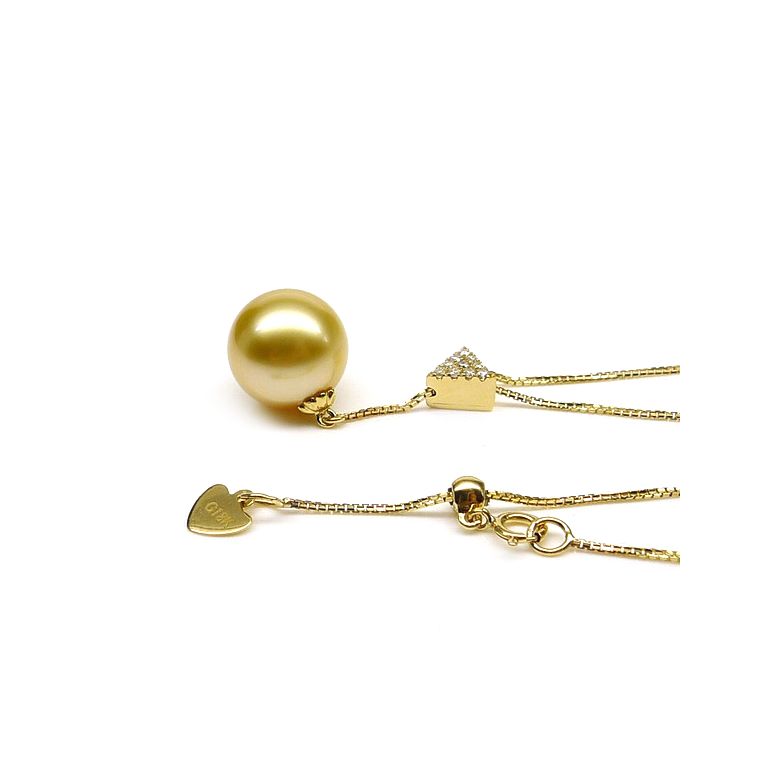 Pendentif bélière or jaune - Perle d'Australie dorée - 7