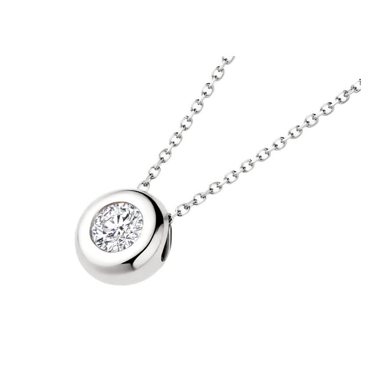Pendentif solitaire or blanc - Solitaire collier diamant clos personnalisable - 2