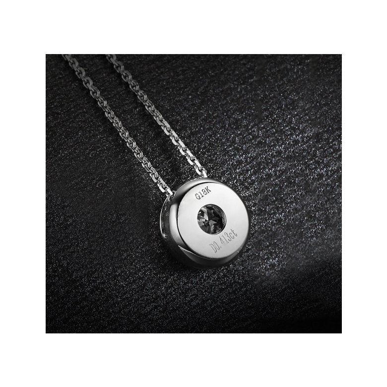 Pendentif solitaire or blanc - Solitaire collier diamant clos personnalisable - 3