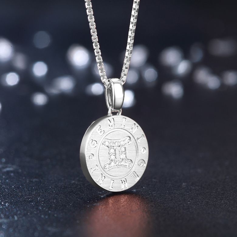 Pendentif Gemini Or blanc. Signe des gémeaux. Zodiaque - 3