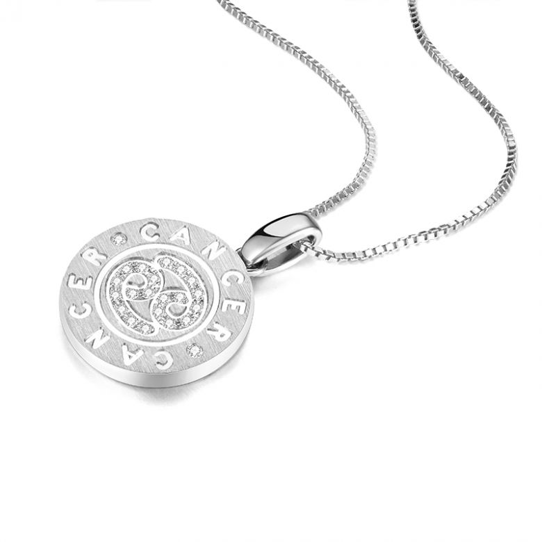 Pendentif Cancer Or blanc. Signe du Cancer. Zodiaque - 6