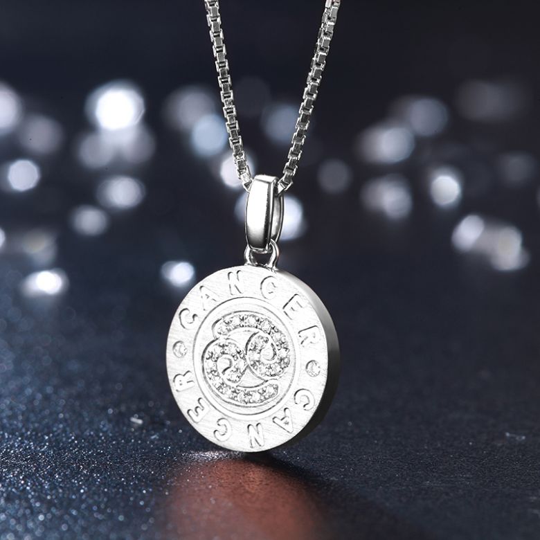 Pendentif Cancer Or blanc. Signe du Cancer. Zodiaque - 3