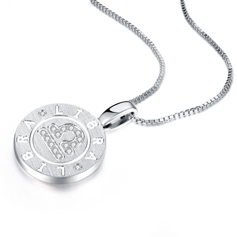 Pendentif Libra Or blanc. Signe de la balance. Zodiaque - 6