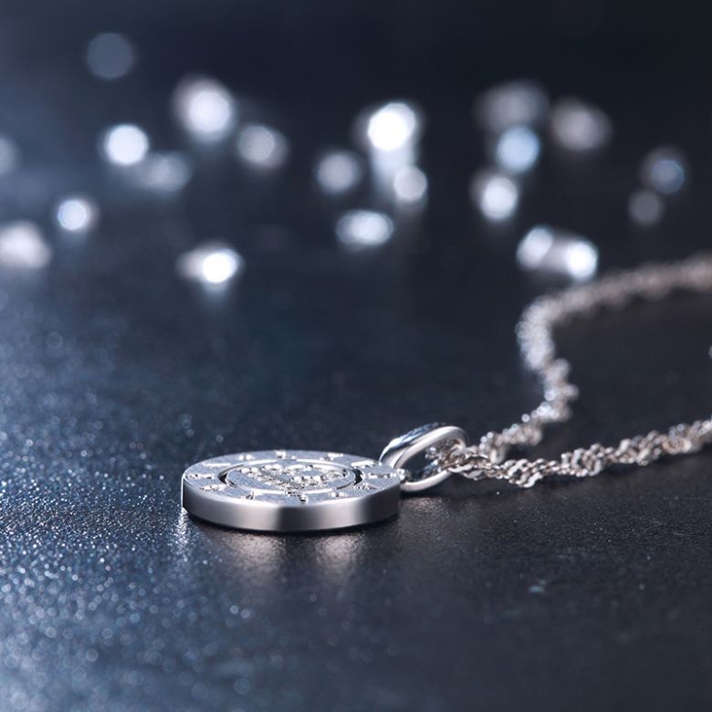 Pendentif Libra Or blanc. Signe de la balance. Zodiaque - 5