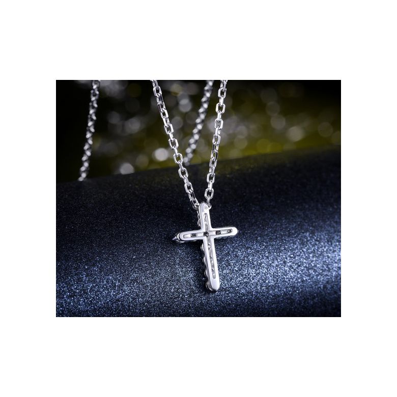 Pendentif religieux forme croix Or blanc, Diamants - 5