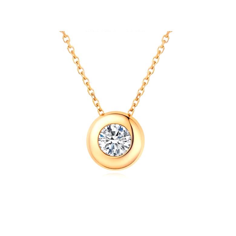 Pendentif solitaire or jaune - Diamant serti clos personnalisable - 1