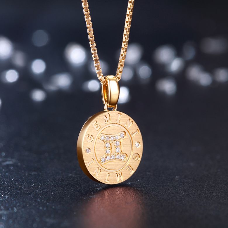 Pendentif Gemini Or jaune. Signe des gémeaux. Zodiaque - 3