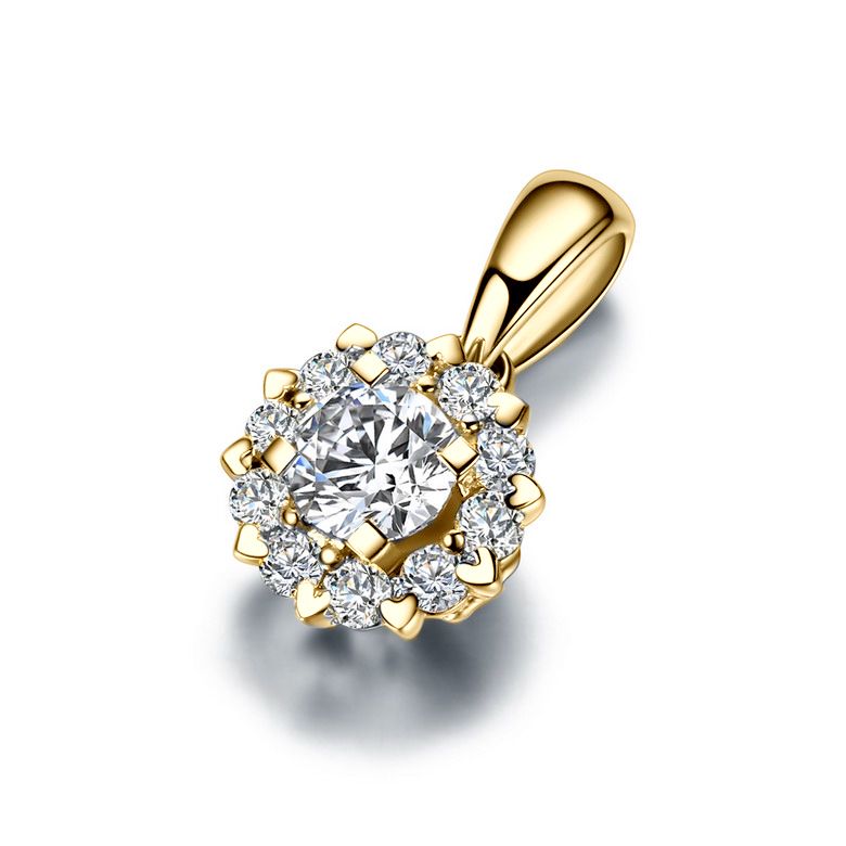 Pendentif Coeur Caillouté Or jaune et Diamants 0.33ct - 8