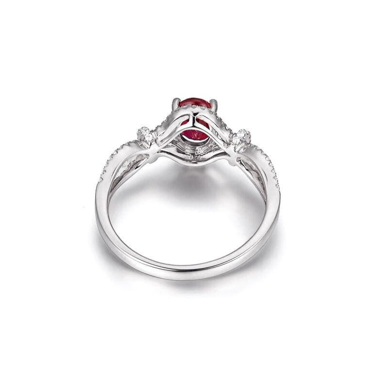 Bague rubis 1 carat or blanc. Diamants sertis | Secret Garden - 4