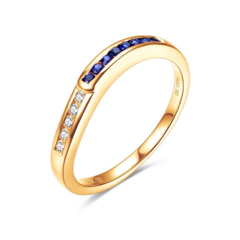 Bague Duale diamants saphirs et Or jaune - 1