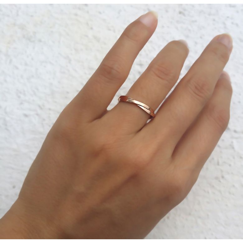 Alliance 2 anneaux - Alliance Femme - Or rose - Diamant - 3