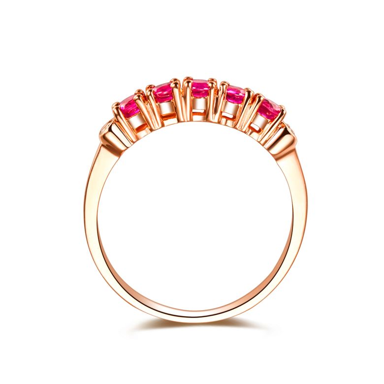 Bague rubis diamants - Sophistiquée et glamour - Or rose - 5