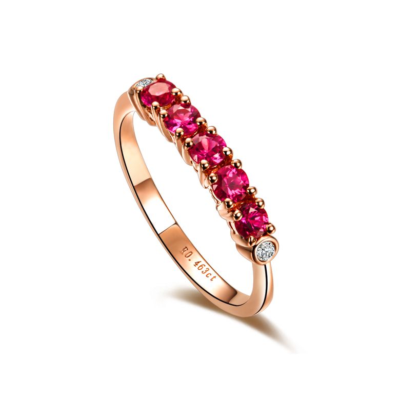 Bague rubis diamants - Sophistiquée et glamour - Or rose - 6