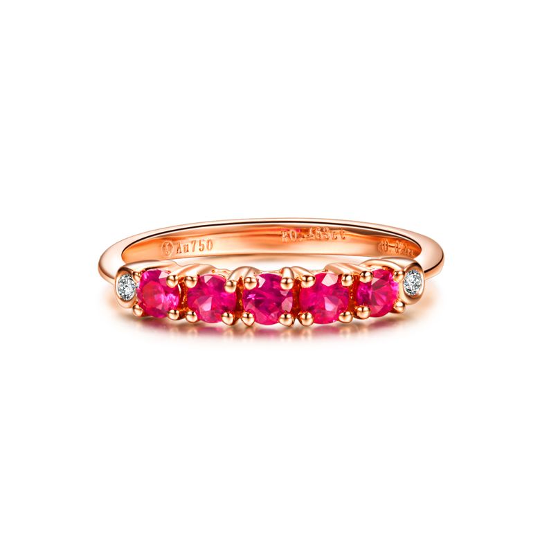 Bague rubis diamants - Sophistiquée et glamour - Or rose - 4
