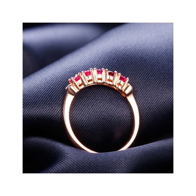 Bague rubis diamants - Sophistiquée et glamour - Or rose - 3