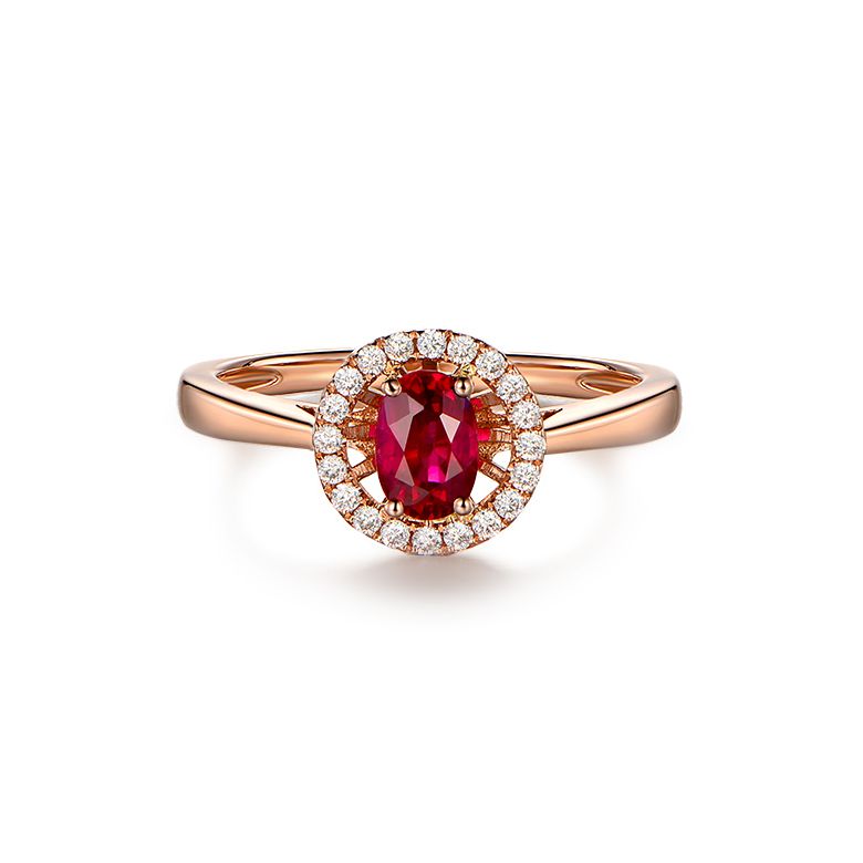 Bague rubis 0.65ct, Or rose et diamants. Emmène-moi - 7