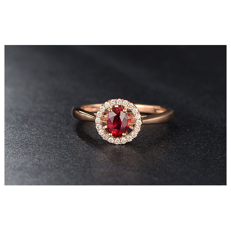 Bague rubis 0.65ct, Or rose et diamants. Emmène-moi - 4