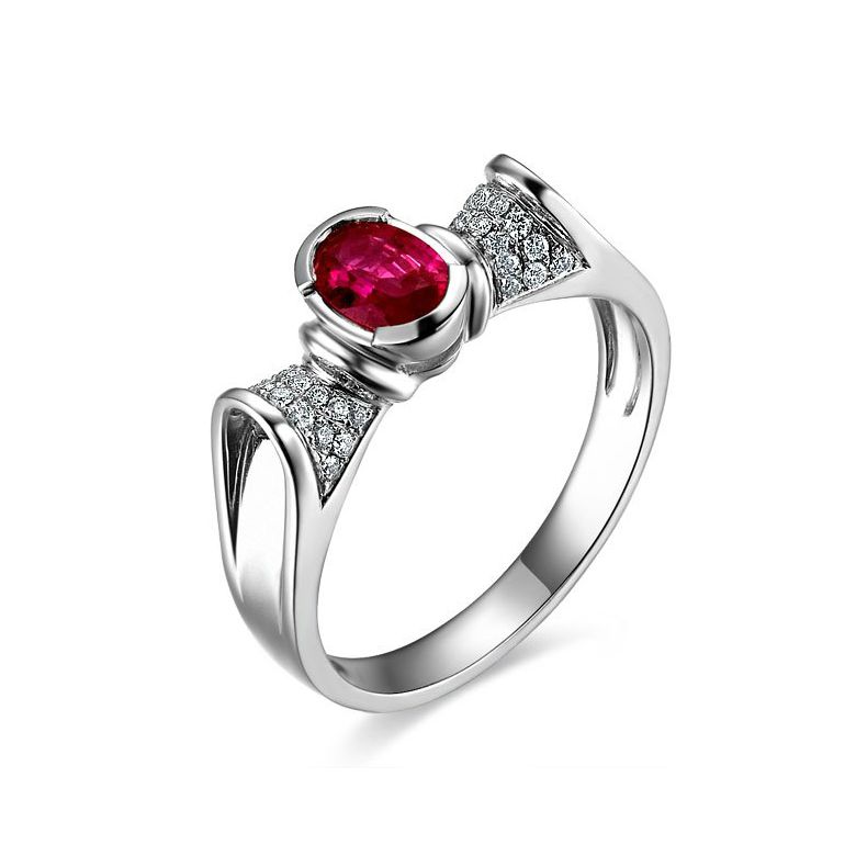 Bague rubis ovale, diamants, or blanc - L'esthétique du caractère - 1