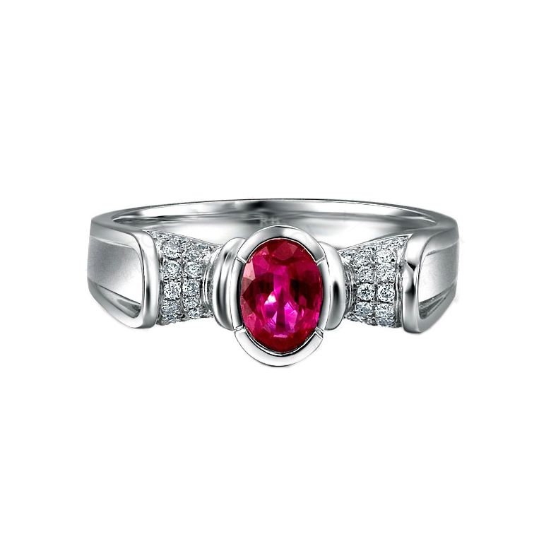 Bague rubis ovale, diamants, or blanc - L'esthétique du caractère - 2