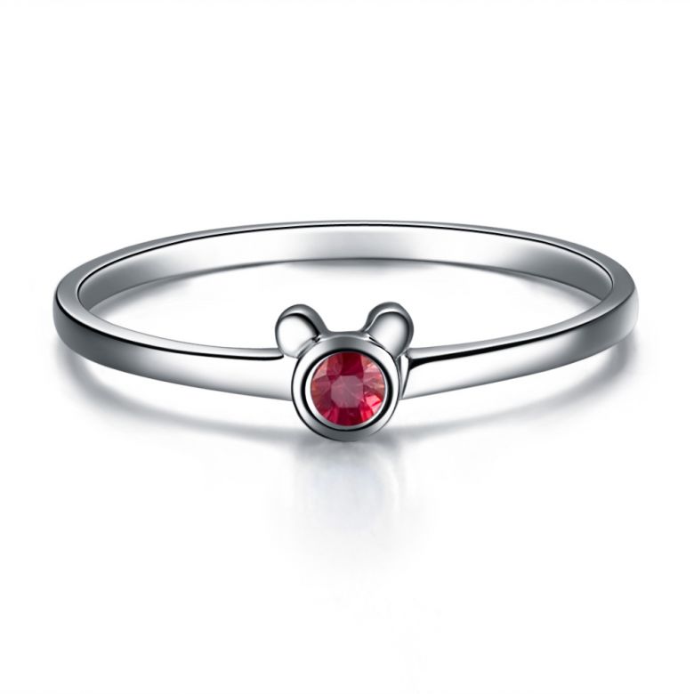 Bague solitaire diamant - Or blanc 18 carats - Mon petit ourson - 2