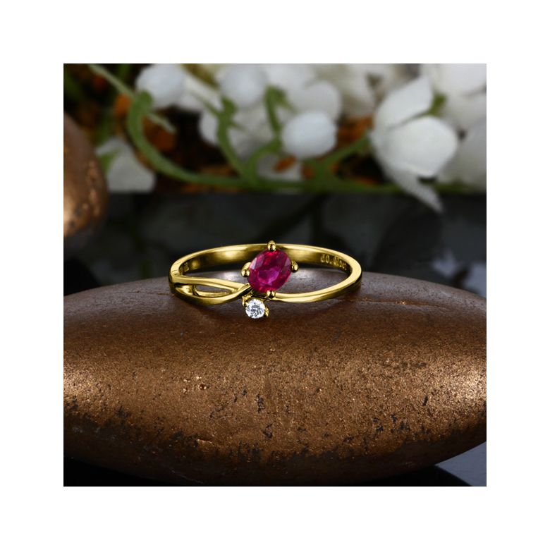 Bague en mouvement croisé - Rubis, diamant et or jaune - 3