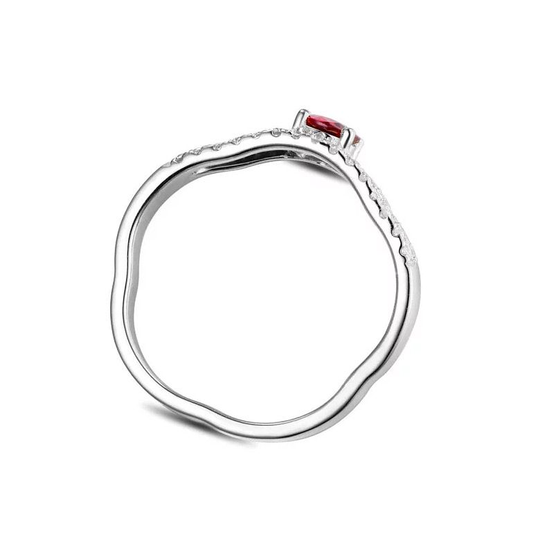 Bague rubis or blanc et diamants sertis - 6