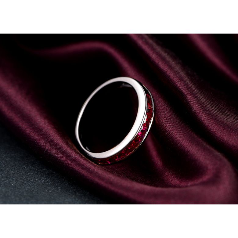 Alliance demi-tour Or blanc - Rubis sertis rails 1.20 carats - 5