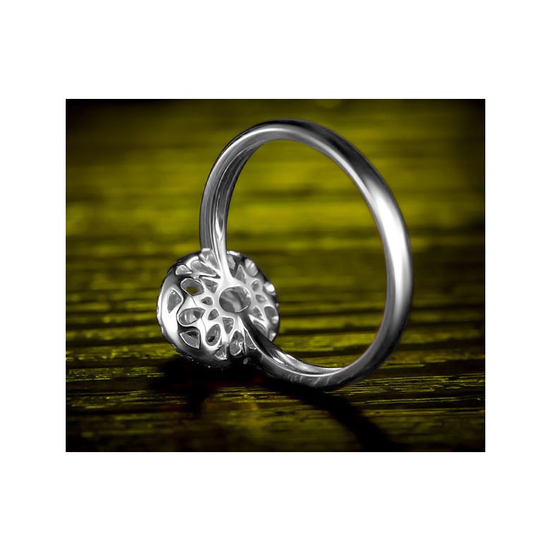 Bague de fiançailles rubis diamants et or blanc - Forme ovale - 4