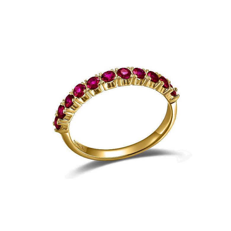 Bague rubis demi tour or jaune - Anneau type alliance - 3