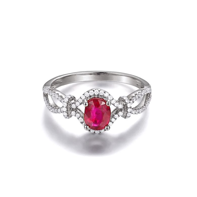 Bague rubis 1 carat or blanc. Diamants sertis | Secret Garden - 2