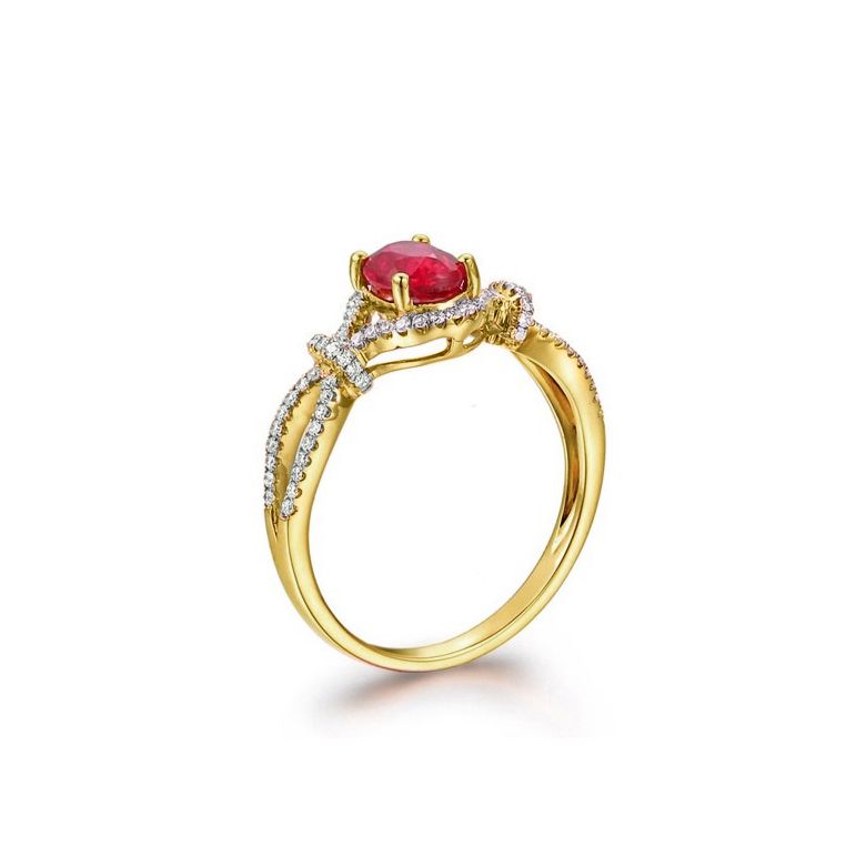 Bague rubis 1 carat or jaune. Diamants sertis | Secret Garden - 3