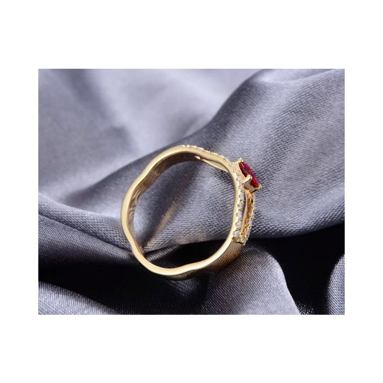 Bague rubis or blanc et diamants sertis - 5