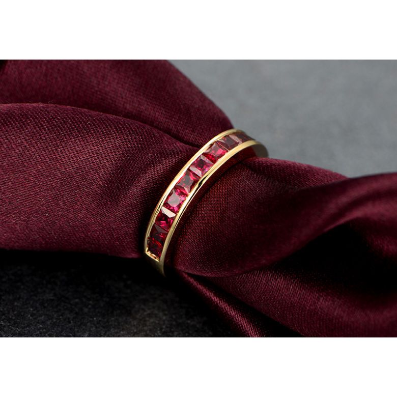Alliance demi-tour Or jaune - Rubis sertis rails 1.20 carats - 4