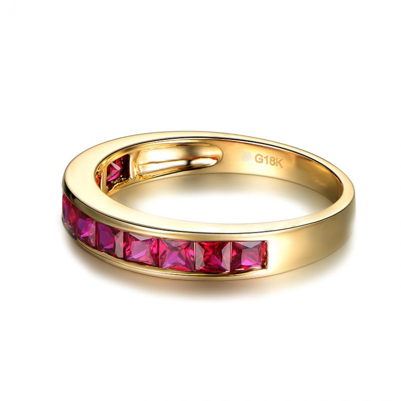 Alliance demi-tour Or jaune - Rubis sertis rails 1.20 carats - 7