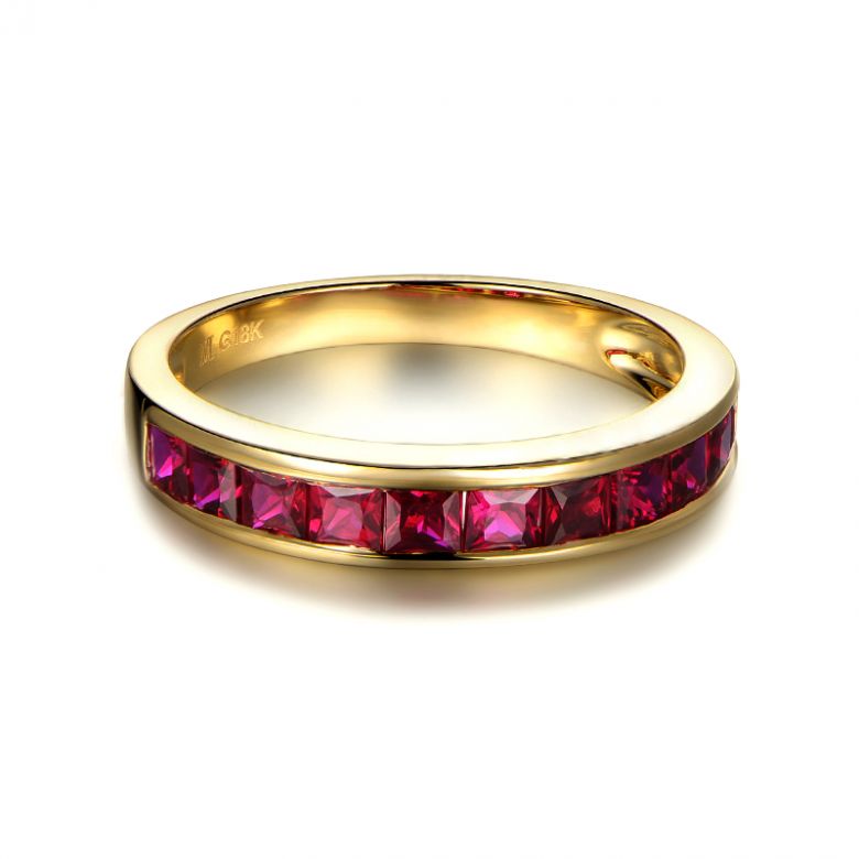 Alliance demi-tour Or jaune - Rubis sertis rails 1.20 carats - 6