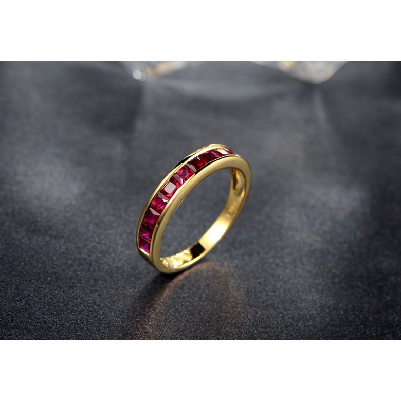 Alliance demi-tour Or jaune - Rubis sertis rails 1.20 carats - 3