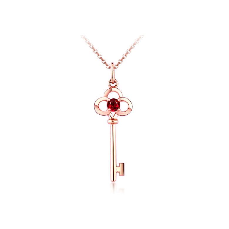 Pendentif clé Or rose - Rubis 0.15ct - 1