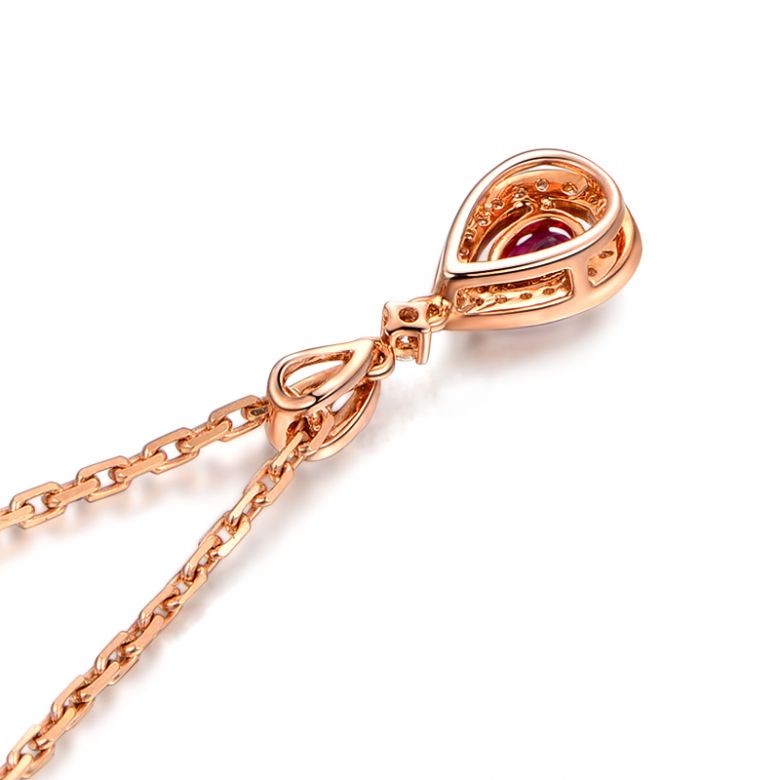 Pendentif princesse Or rose 18cts - Rubis poire et diamants - 4