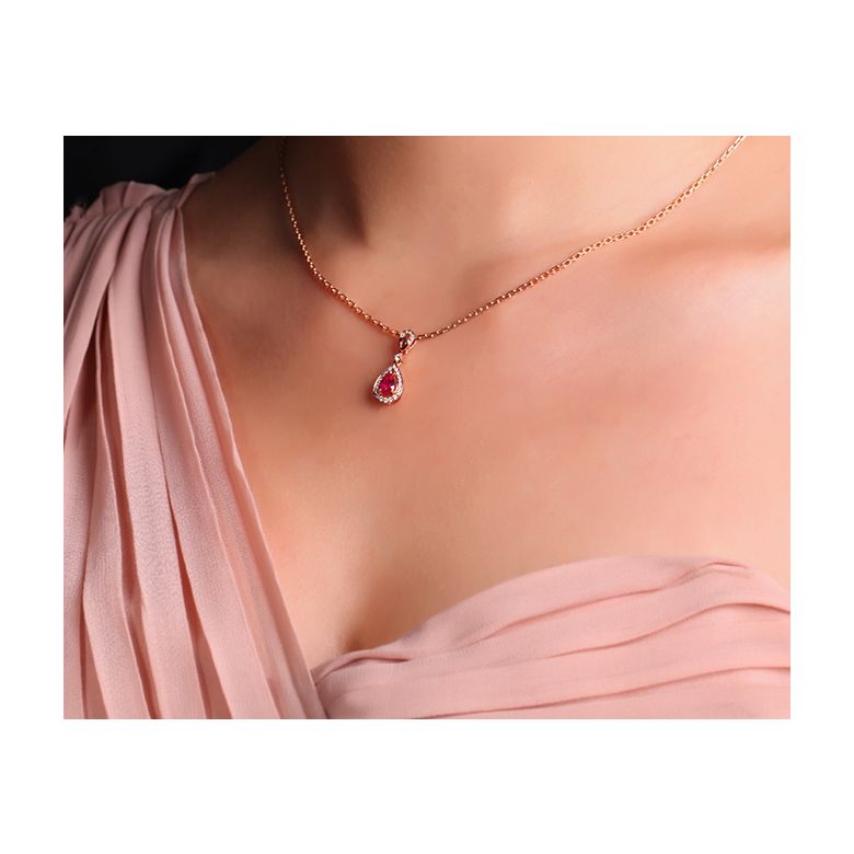 Pendentif princesse Or rose 18cts - Rubis poire et diamants - 2