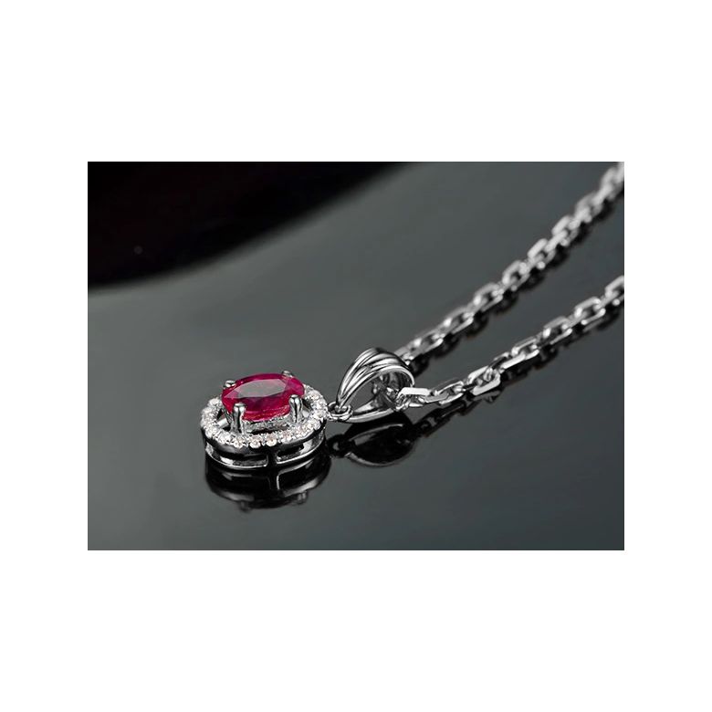 Pendentif Madame Or blanc 18 carats. Rubis ovale diamants pendeloque - 3