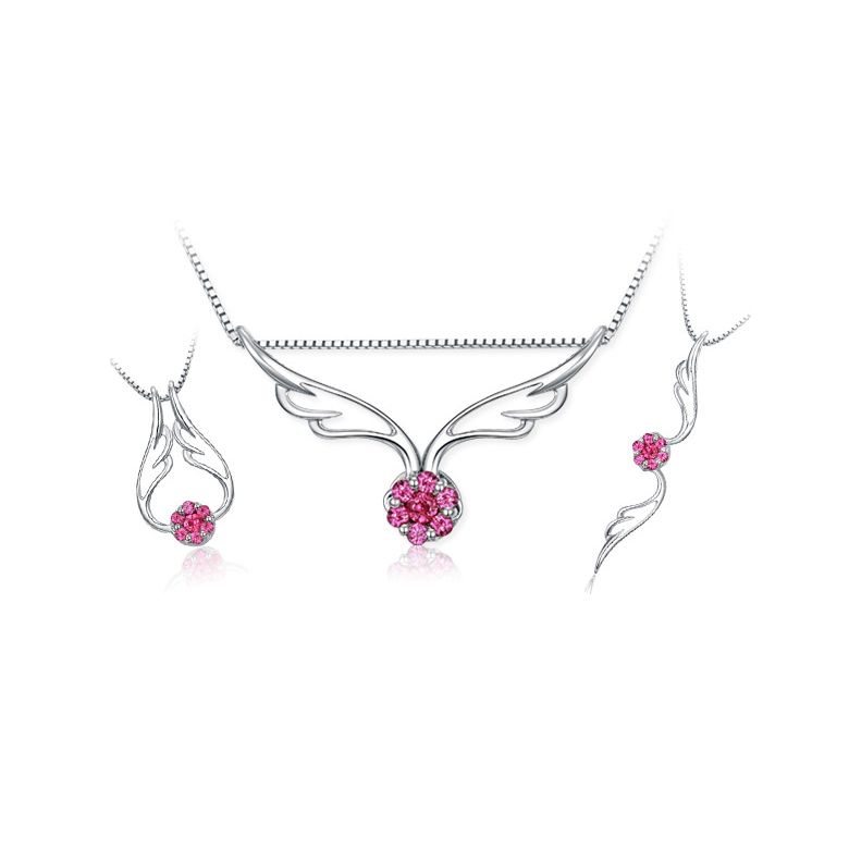 Pendentif aile d ange - Pendentif ailes d ange or blanc - Rubis - 8