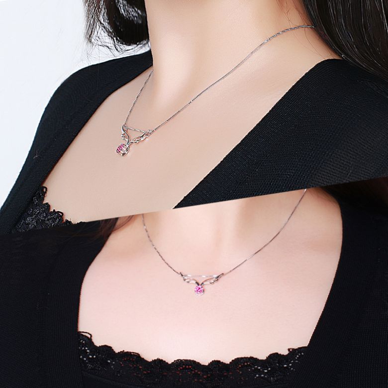 Pendentif aile d ange - Pendentif ailes d ange or blanc - Rubis - 5