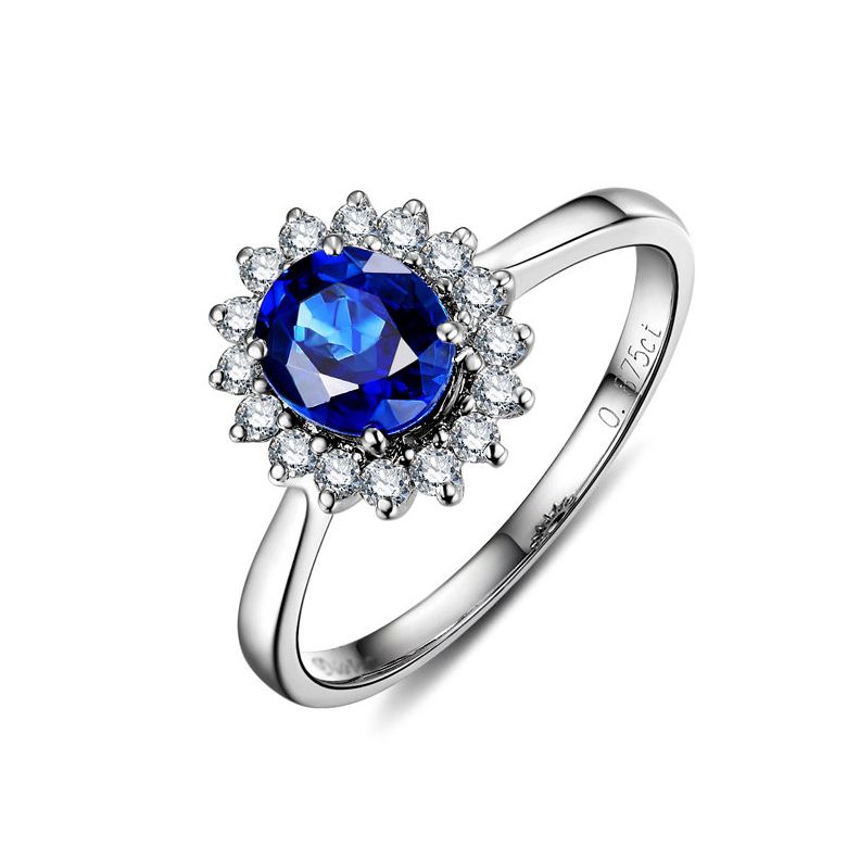 Bague saphir or blanc - Esthétique classique dans un esprit floral - 1