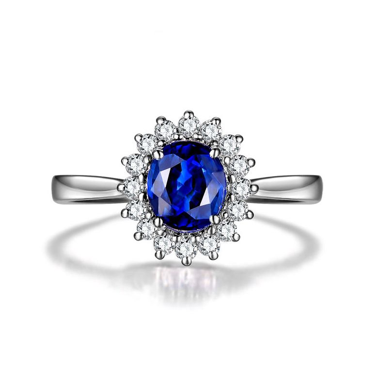 Bague saphir or blanc - Esthétique classique dans un esprit floral - 5