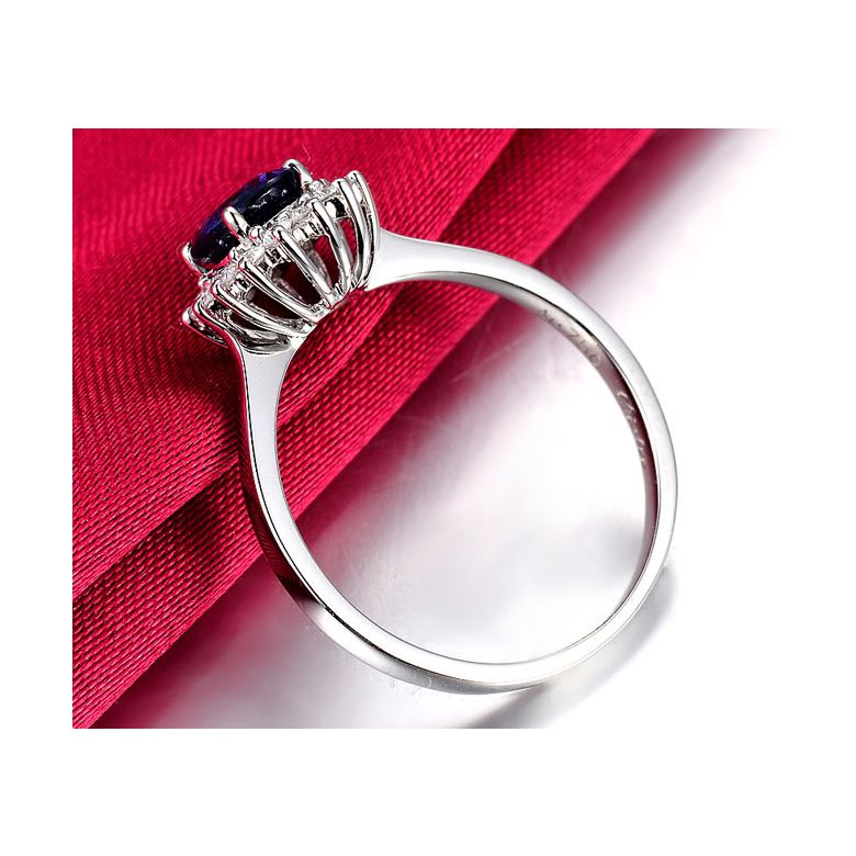 Bague saphir or blanc - Esthétique classique dans un esprit floral - 4