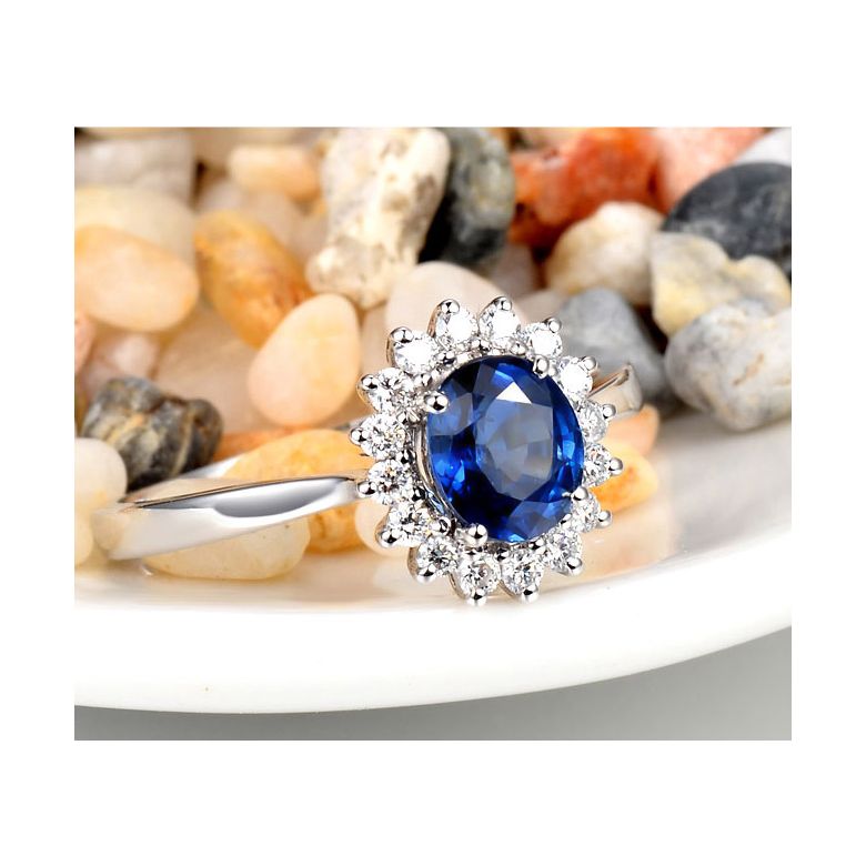 Bague saphir or blanc - Esthétique classique dans un esprit floral - 3
