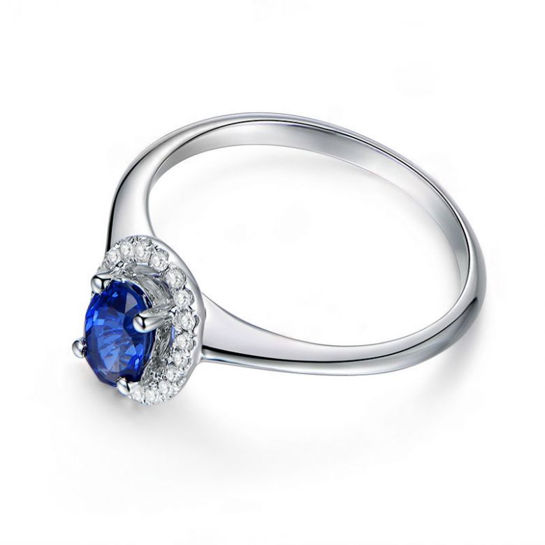 Bague or blanc saphir. Pavage diamants. Persée - 7