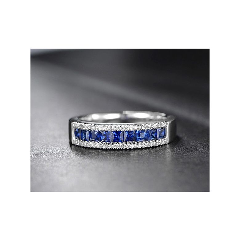 Bague saphir diamant or blanc - Lumière Azurée - 3